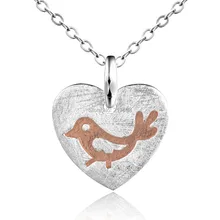 DORMITH 925 Стерлинговое модное серебряное ожерелье простая птица в круг кулон ожерелье шелк матовый розовый позолоченный для женщин ювелирные изделия