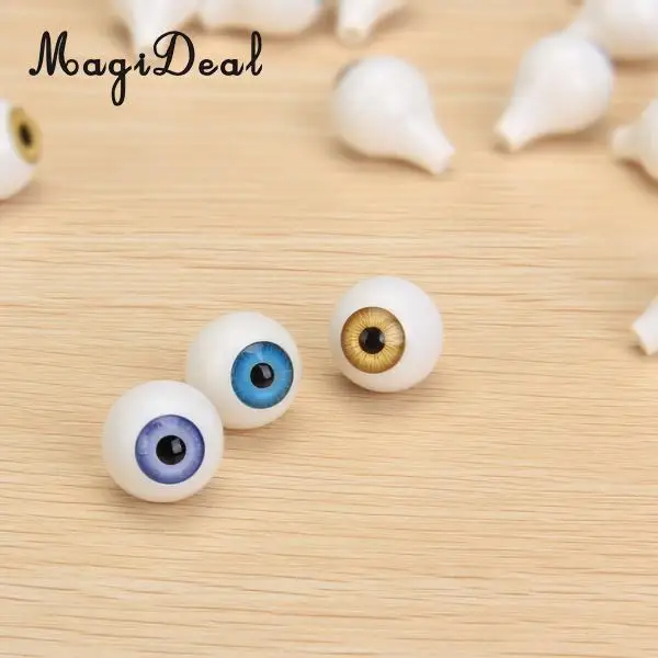 MagiDeal 8Pcs/Set Round Acrylic Plastic Doll Eyes Eyeballs for Porcelain Dolls Animals Halloween Props DIY Toys 14mm