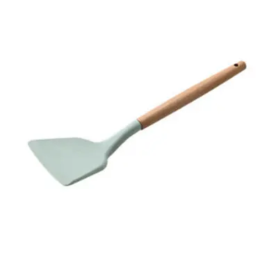 Pastry Silicone Turners Kitchen Cooking Utensils Non-stick Fried Steak Egg Pancake Turner Wooden Long Handle Food Flipper Shovel