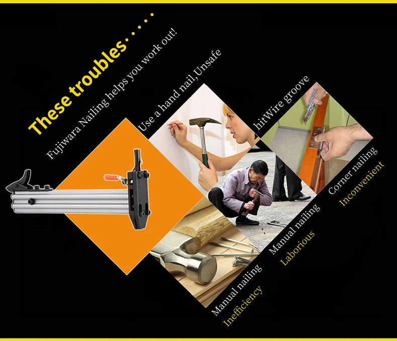 Manual Steel Nail Gun FUJIWARA Semi Automatic Cement Nail Gun Wire Slot Nailing Device Nailing Machine