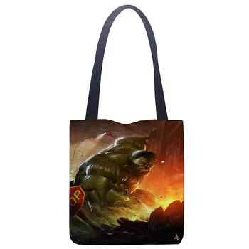 

Custom Hulk Handbag Print Canvas Fabric Tote Bag Customized Eco Bags Single Shoulder Bag Custom Made Shopping Bags