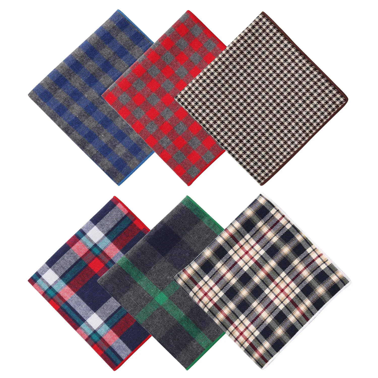  Pocket Square Handkerchief Hisdern 6 Piece Assorted Plaids 100% Cotton Men's Pocket Square Handkerc