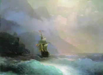 

Artist"s work Lvan Hand-painted home decoration Oil Painting on Canvas : Seascape , Between the mountains and .