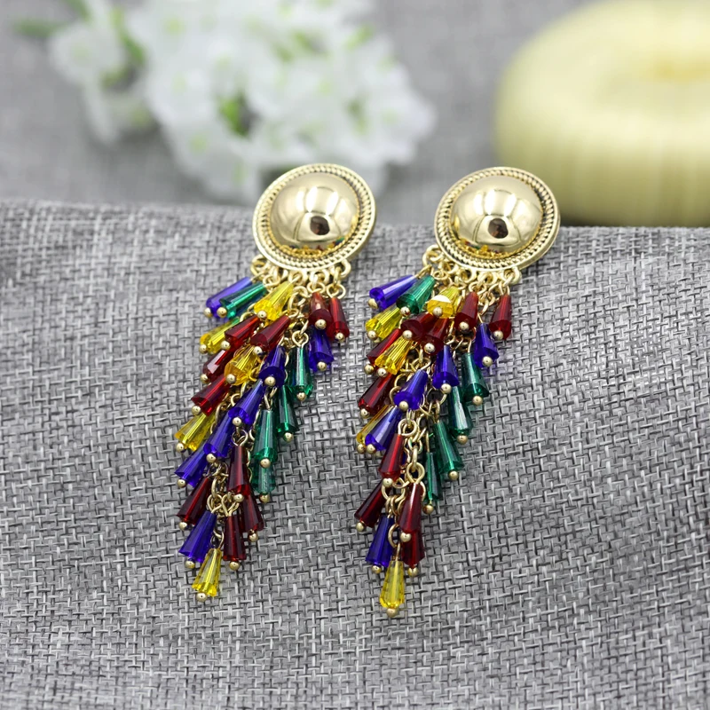 

Mieehoo 100 store Newest Upscale glass crystal fringe earring woman's temperament luxury earrings