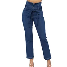 Плюс размер Европейская мода Свободные Высокая талия тонкие джинсы женские прямые брюки пояса стрейч джинсы для женщин брюки