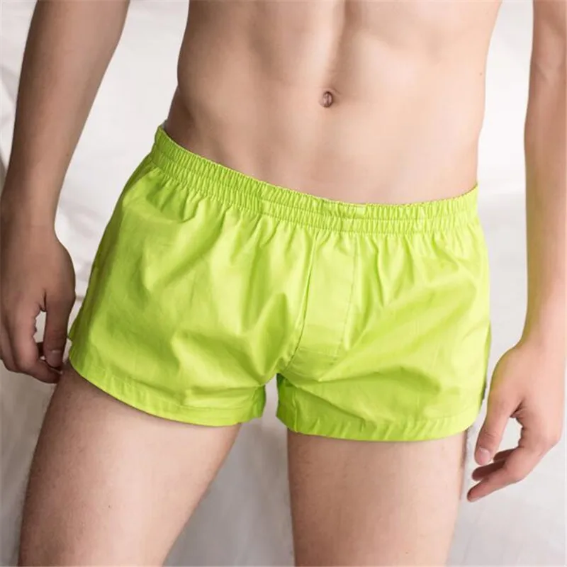 Мужские хлопковые удобные дышащие домашние шорты, мужские высококачественные повседневные короткие брюки - Цвет: Зеленый