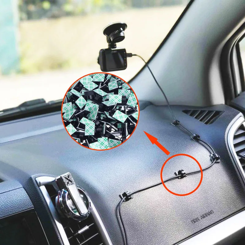 

50Pcs Sticky Cable Buckle Wiring Buckle Flat Wiring Fastener for for Car Dashboard DVR or Indoor Fixed Cable Support Cable Clamp