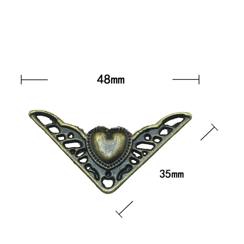 

Triangle Heart Hollow Wooden Box Corners,Furniture Protector,Decor For Wine Box,Pattern Carved Protectors,Ancient Bronze Tone