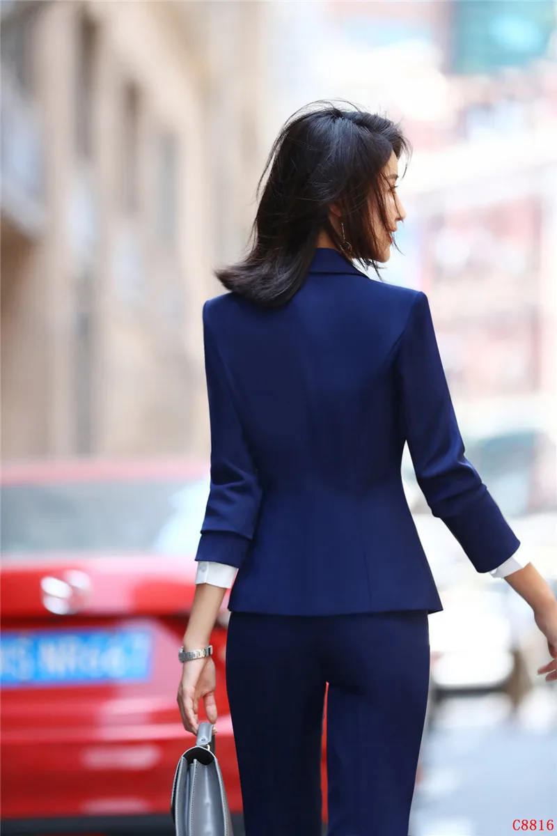 Офисная форма, дизайнерские женские блейзеры и куртки, синее пальто, женская Деловая одежда, новый стиль 2018