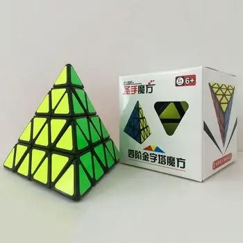 

2019 New Arrivals ShengShou Pyramid New Style Four Layer Speed Cube Black 11cm Big Pyramid Magic Cube