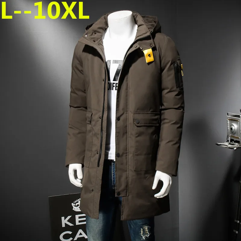 Большие размеры 10XL 9XL 8XL 6XL новая одежда Куртки Бизнес длинное плотное зимнее пальто Мужская однотонная парка модная верхняя одежда