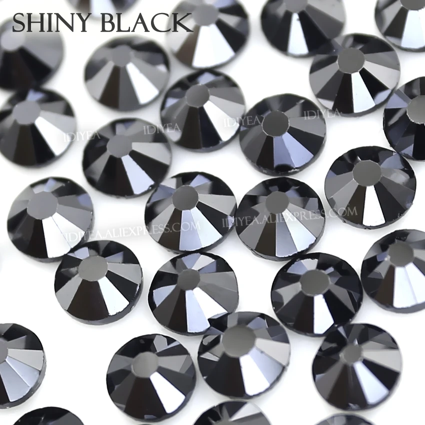 Реактивный гематит блестящий черный исправление для одежды стразы кристаллы горячей фиксации плоский задний камень для рукоделия искусство платье костюм - Цвет: Shiny Black
