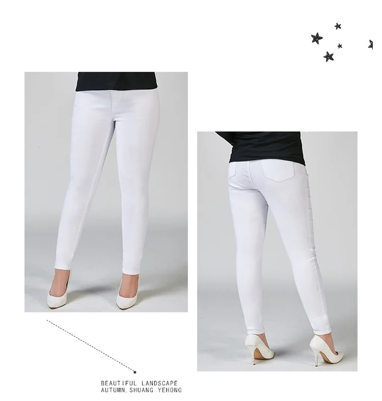 Новинка, женские летние обтягивающие джинсы размера плюс 40-100 кг, черные и белые обтягивающие джинсы, Стрейчевые узкие брюки C919