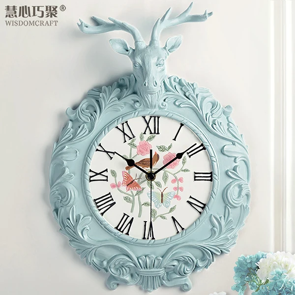 Deer head Wall Clocks SKY BLUE  