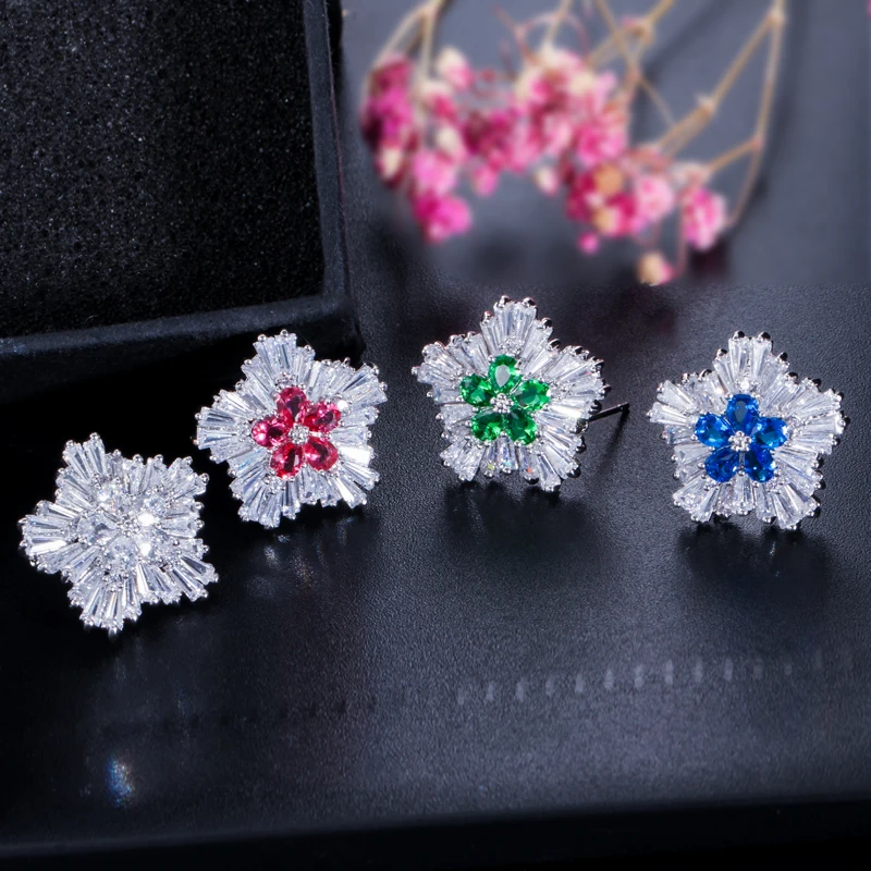 CWWZircons корейский модный бренд ювелирные изделия Розовый Красный фианит кристалл