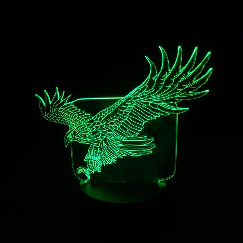 Светодиодный 3d-ночник Летающий большой орел фигурку 7 цветов Touch Оптические иллюзии настольная лампа украшения дома модель