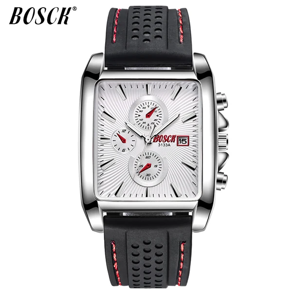 BOSCK Мужские часы Relogio Masculino бизнес квадратные кварцевые мужские часы модные полностью стальные водонепроницаемые мужские часы - Цвет: Белый