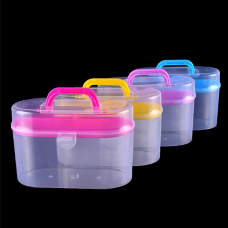 

Random Color Portable Plastic Container Box Sewing Kit Tool Storage Box Double Layer Transparent Sewing Machine Storage Box