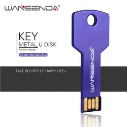 WANSENDA металлический ключ Usb флеш-накопитель 8 ГБ 16 ГБ 32 ГБ 64 ГБ Usb 2,0 Флешка флеш-накопитель