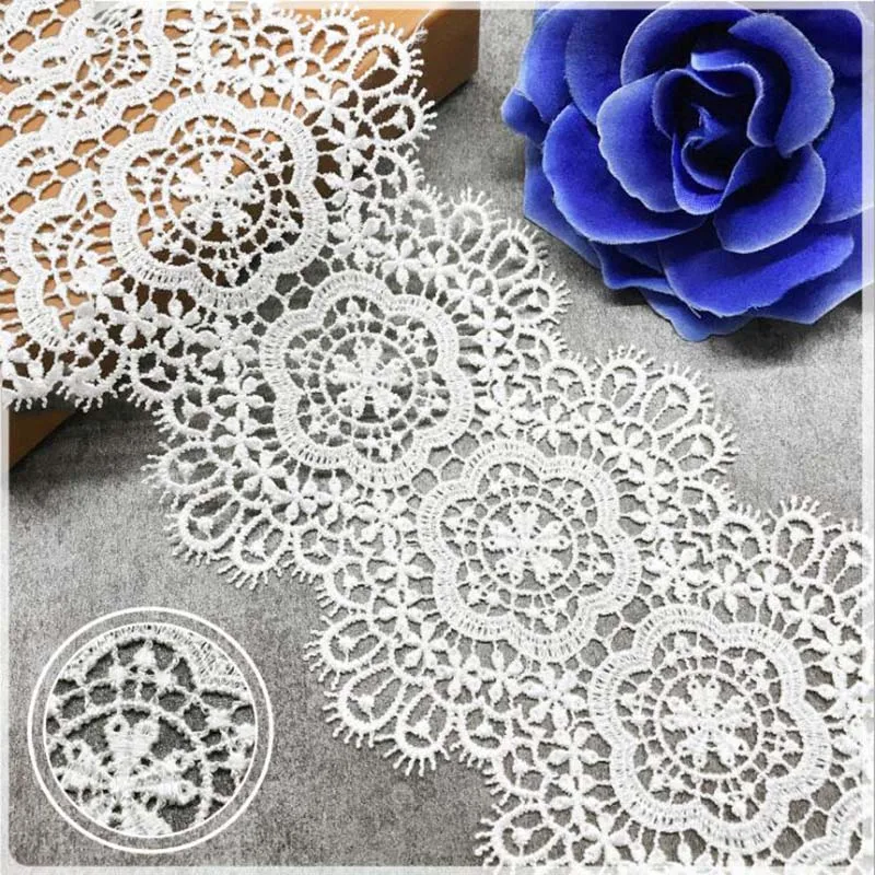 GXINUG 1 yard 11.5cm Water Soluble Flower Lace Edge Eyelash Trim Ribbon Dress Applique Embroidered DIY Sewing Craft