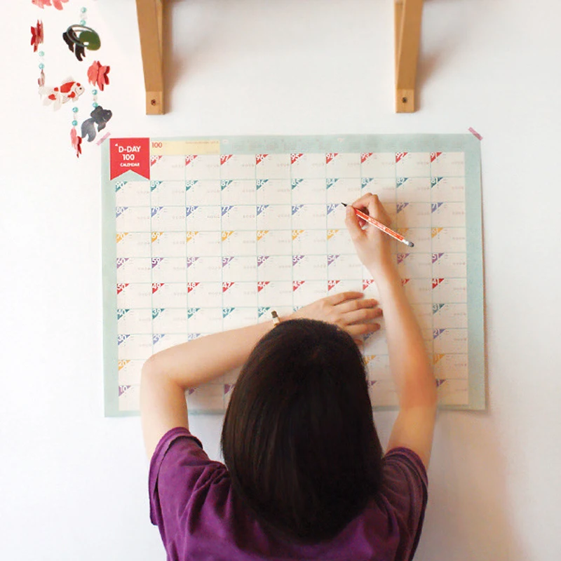 

D-Day100 Calendar Days Countdown Calendars Learning Schedule Periodic Planner Table Gift for Kids Study Planning