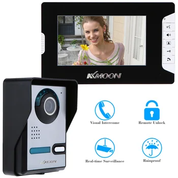 

7" TFT LCD Screen Video Door Phone Security Unlock Visual Intercom IR Night Vision Rainproof Camera Doorbell System Kit