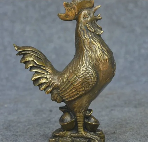 Details about   Chinese Bronze copper Zodiac Year Cock Rooster Chicken Animal Wealth Statue 