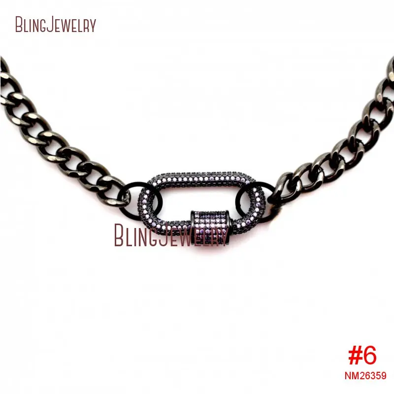 20190404-NM26353-micro pave screw clasp gunmetal plated chain necklace carabiner lock necklace_6