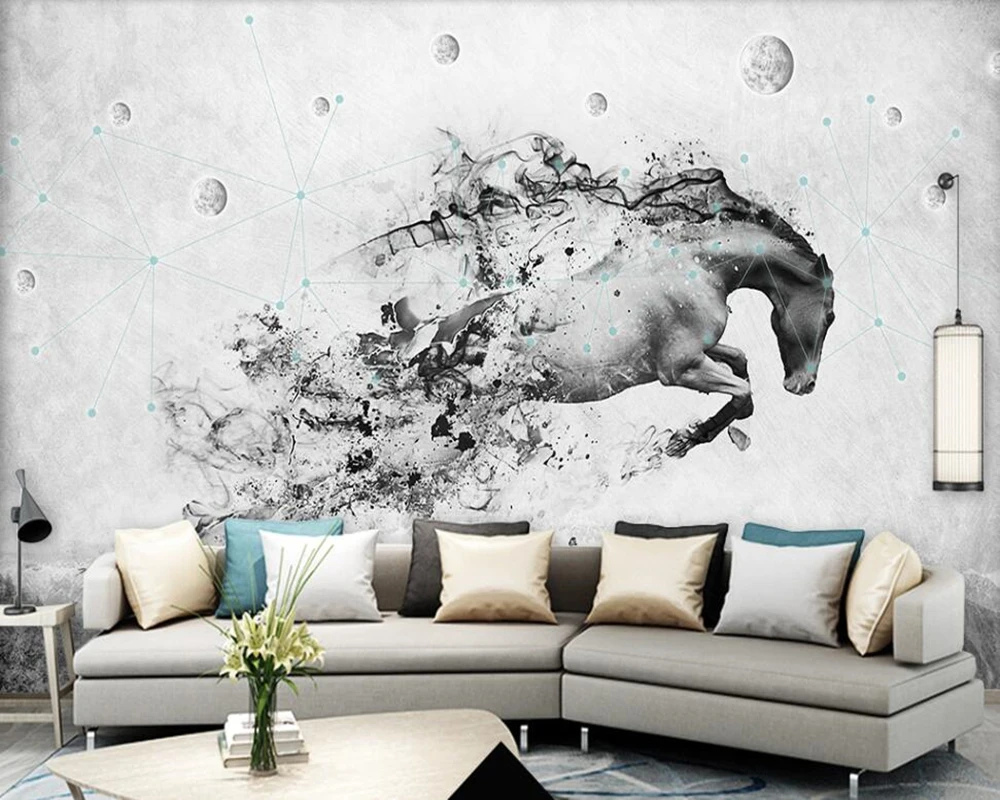 

Papel de parede art abstract running horse 3d wallpaper mural for living room TV sofa wall bedroom kitchen restaurant cafe bar