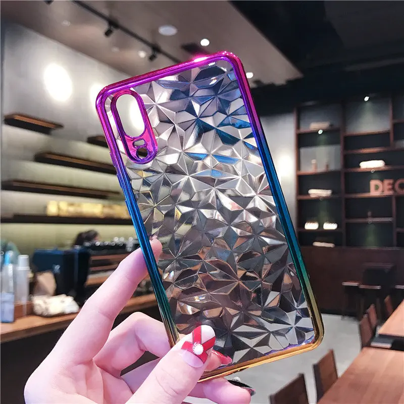 

Case For huawei p10 lite mate10 lite p8 p9 lite nova 2s 3 3i 3D Gradient Diamond Pattern Cover For Huawei mate20 p20 lite pro y5