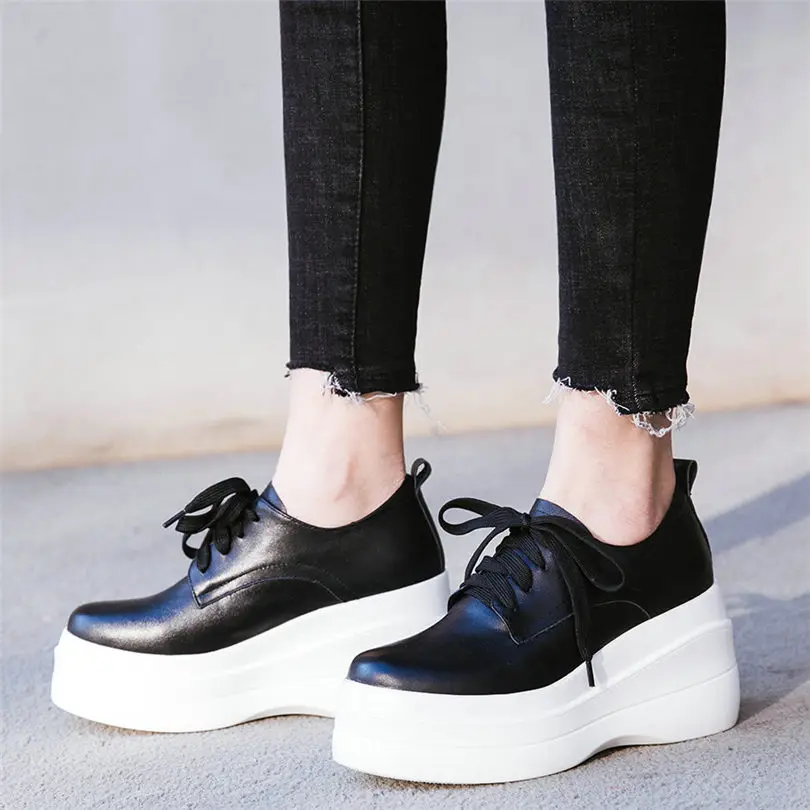 NAYIDUYUN Tennis Shoes Women Cow Leather Wedges High Heel Ankle Boots