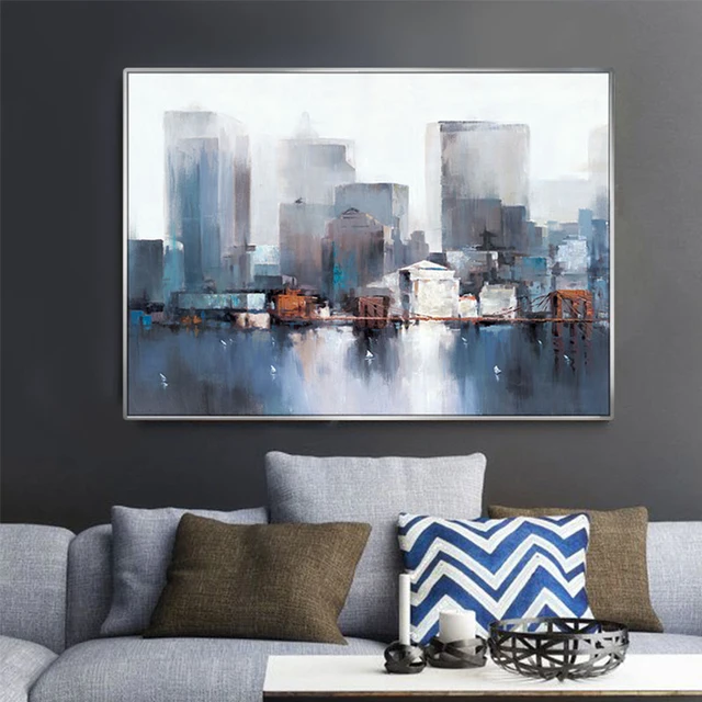 Modern Abstract Painting New York City Architecture Scenery Poster Modern Abstract Painting New York City Architecture Scenery Poster Canvas Prints Home Decor Pictures For