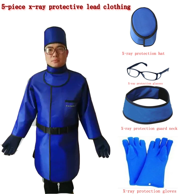 

0.35mmpb X-ray protective suit clothing, Y-ray protective apron, hospital, clinic, business protection, gloves, collars,5pcs.