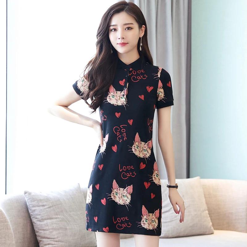 Cat Print Summer Black Party Night Pencil Women Dress Bodycon Plus Sexy Slim Mini Short Sleeve Runway Vestidos 2019 New Arrivals Cat Print Summer Black Party Night Pencil Women Dress Bodycon Plus Sexy Slim Mini Short Sleeve Runway Vestidos 2019 New Arrivals
