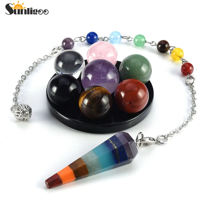 

Sunligoo 7 Чакра рейки, Кристальный шар, статуэтка, исцеляющий драгоценный камень, набор для гадания