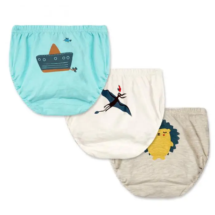 Bebê Algodão Roupa Interior Pão Calças Bonito Animais Imprimir Elástico Respirável Briefs M09 3 Pçs 7 Roupa interior e capas p fralda