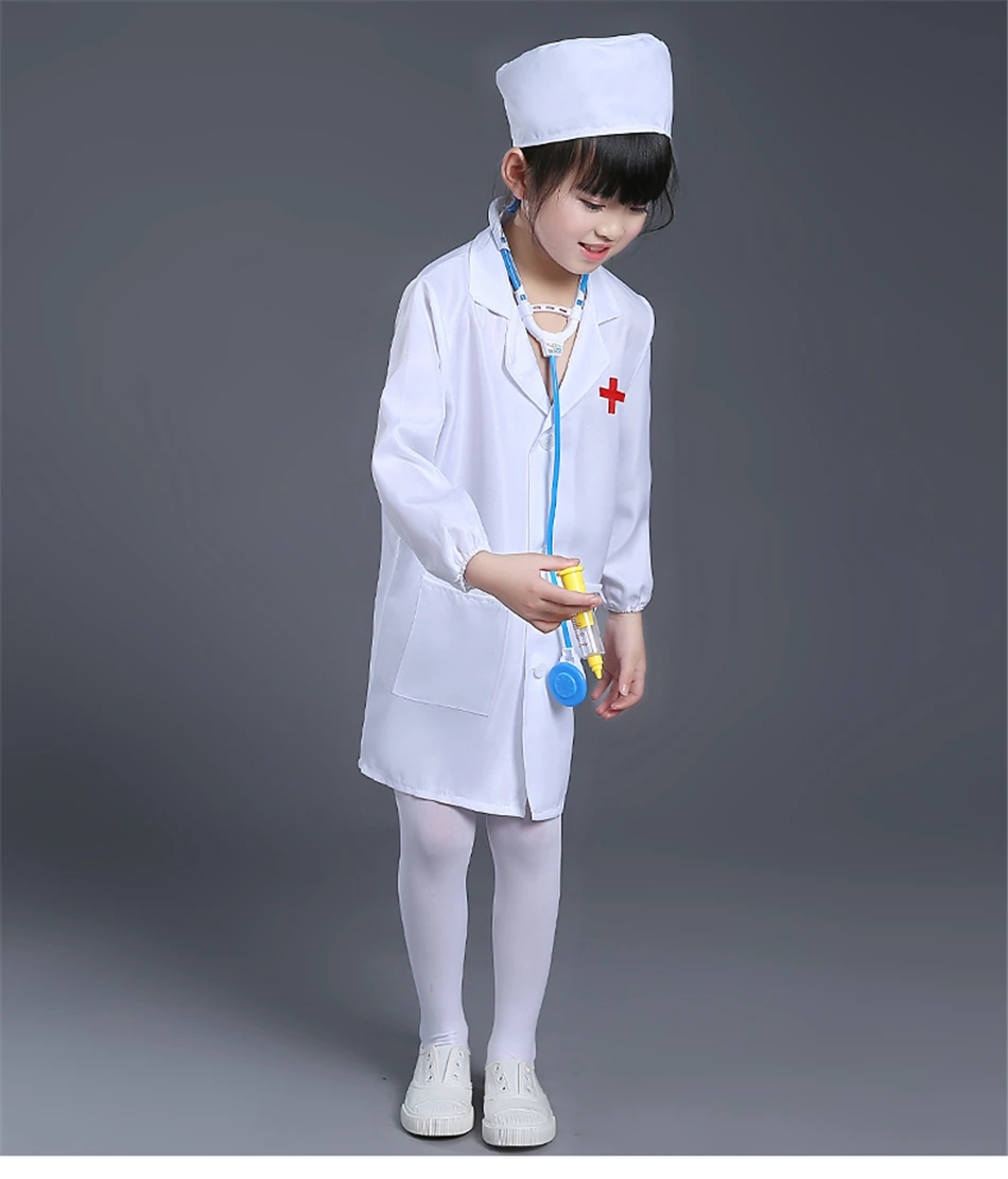 12 видов стилей, костюм доктора, костюм медсестры для малышей, медицинская куртка+ шапочка+ игрушка, детская одежда для выступлений, униформа медсестры для девочек ростом от 100 до 170 см