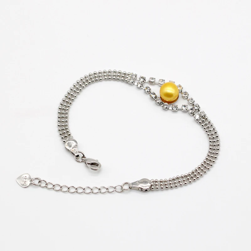 

Fashion Simple Crystal Rhinestone Bracelets Freshwater Pearl Bracelet For Women Engagement Party Jewelry Free Shipping FPB001