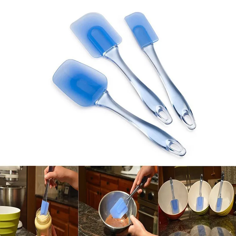 

New Three Piece Silicone Spatula Cream Cake Scraper Silicone Spatula Cake Blade Kitchen Bakeware Cake Tool