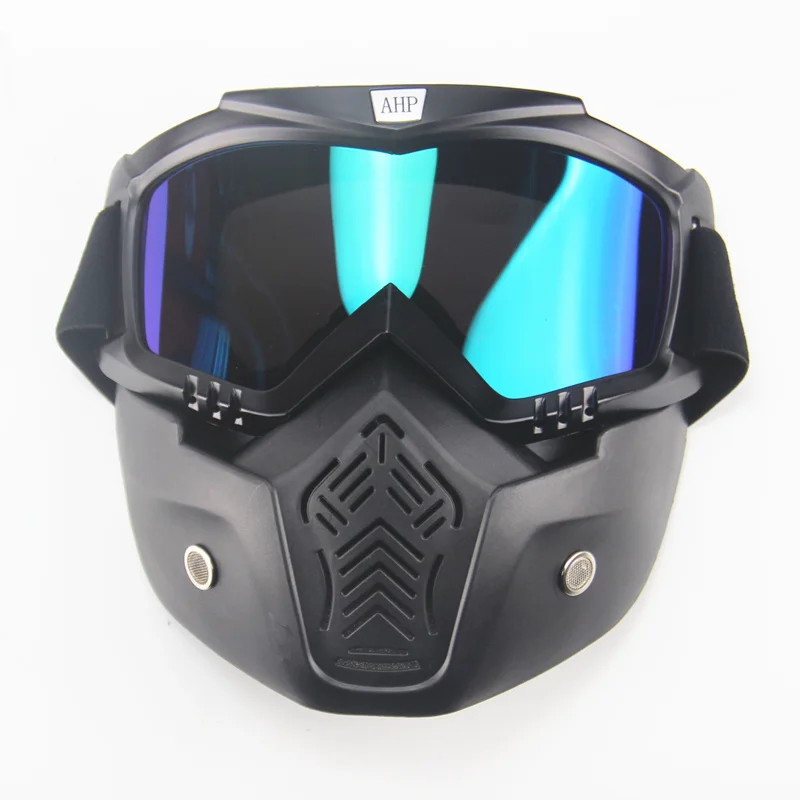 Motocross Motorcycle Modular Mask Detachable Goggles And Mouth Filter Perfect for Open Face