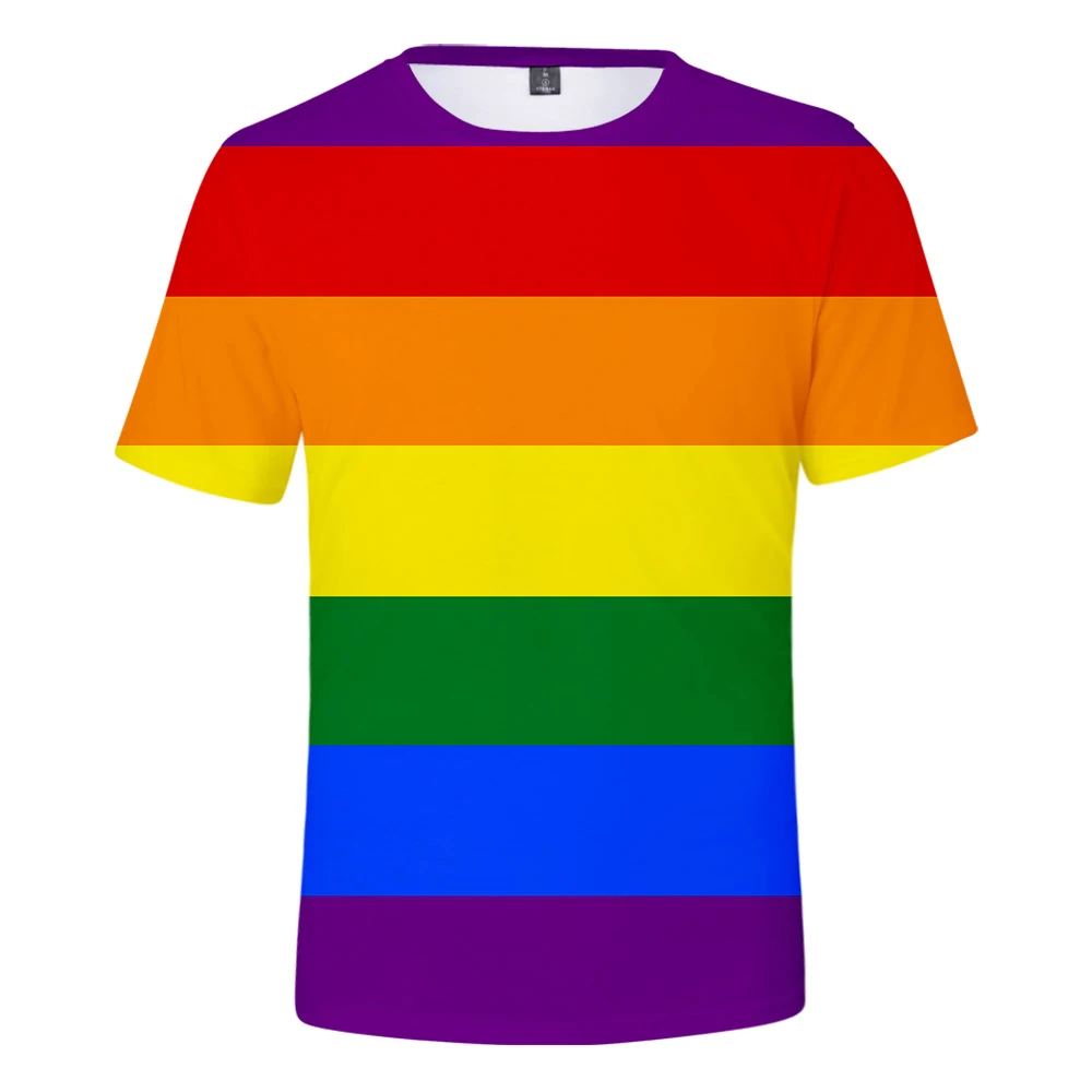 

3D Rainbow Beautiful Print LGBT T Shirt Men/Women 2019 Lovely Casual 3D LGBT Short Sleeve Men's T-shirts
