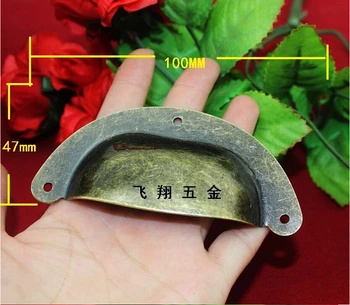 

20 Pieces Antique Copper Furniture Handle Cabinet Knob Drawer Shell Pull 100*47mm with screws