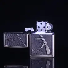 Военный Пистолет бронзовая керосиновая Зажигалка 02, металлические зажигалки, зажигалка. Для мужчин подарки. Рождественские подарки, аксессуары для сигарет