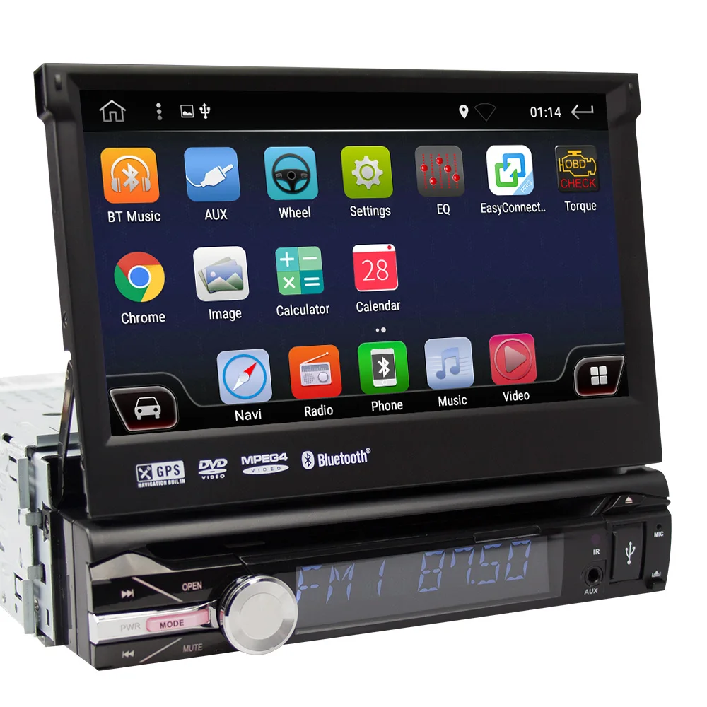 Eunavi 7 ''Универсальный один 1 Din Android 9 0 четырехъядерный автомобильный DVD плеер