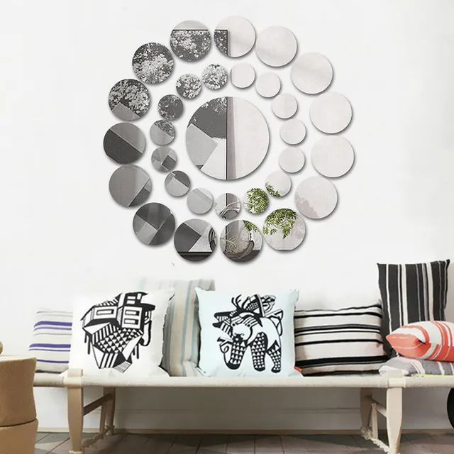 31pcs Round Mirror Wall Sticker Acrylic Surface Decal Home Room DIY Art