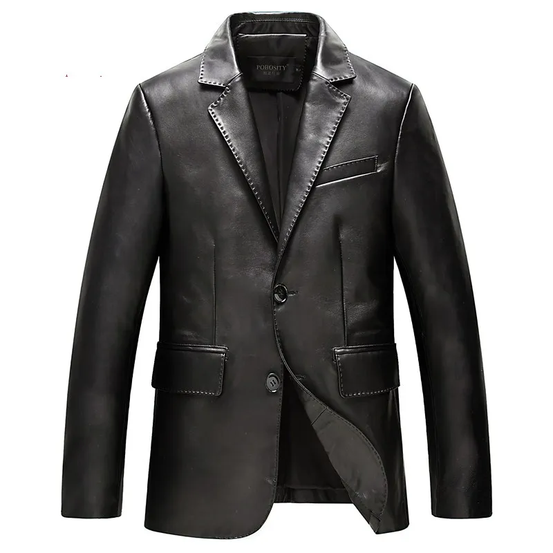 Spring Men&#39;s Genuine Leather Jacket For Men Fashion Black Male Sheepskin Coat Plus Size 4XL suit ...