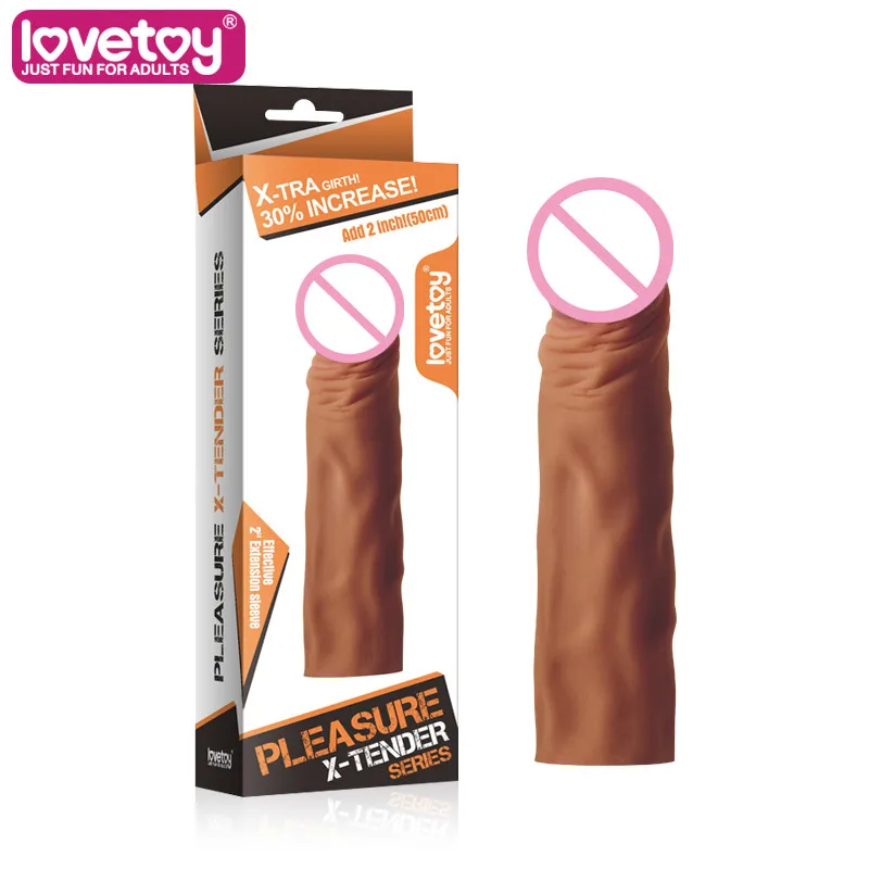 Lovetoy realistic penis sleeve font b condom b font Penis Enlargement Increase Simulation male penis extension