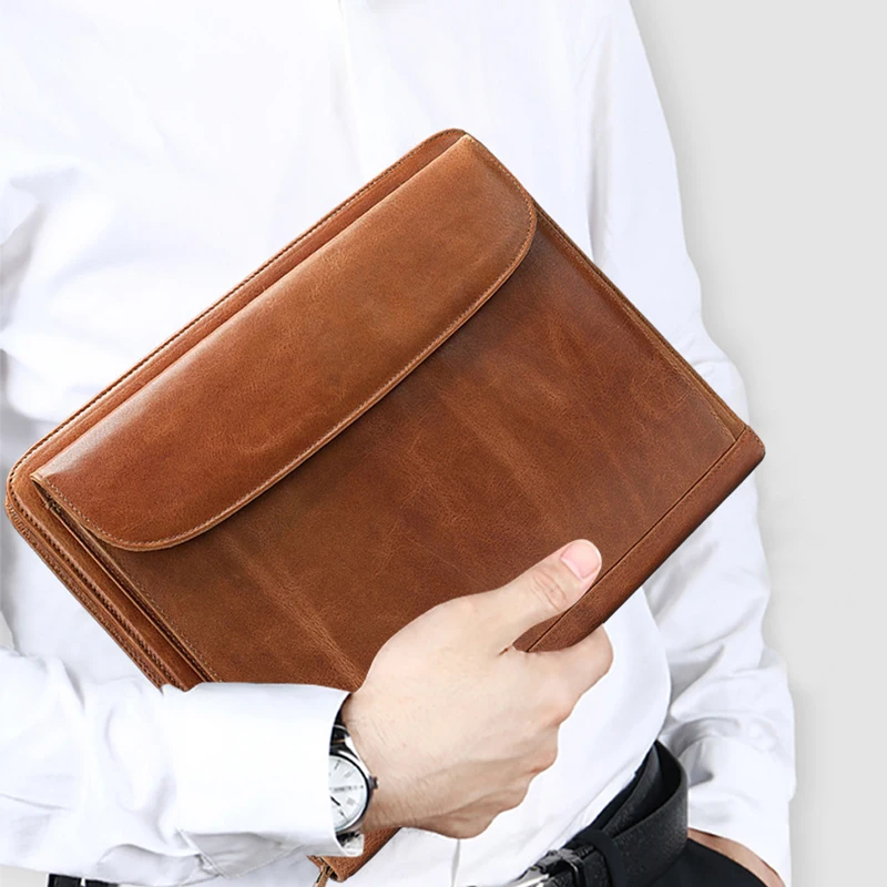 TIANHOO جلد أصلي للرجال حقيبة الأعمال خمر حقائب مكتب العمل تحمل حزمة sac الذكور A4 envolop أكياس