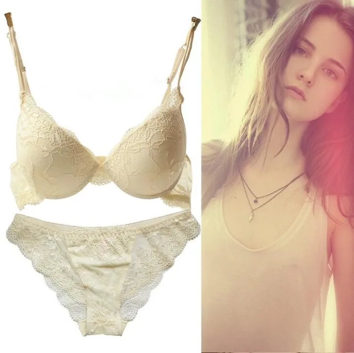 6 Colors Set Push Up Solid 32A-38C Bra Women Deep V Lace Decro Underwire Outfit Sexy Lace Bra Set For Free Shipping underwear sets sale