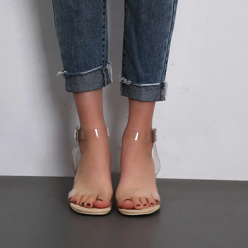

2019 PVC Wedge Sandals Women Transparent Flats Shoes Large Size Female Clear Jelly Shoes Ladies Roman Beach Sandalias Mujer